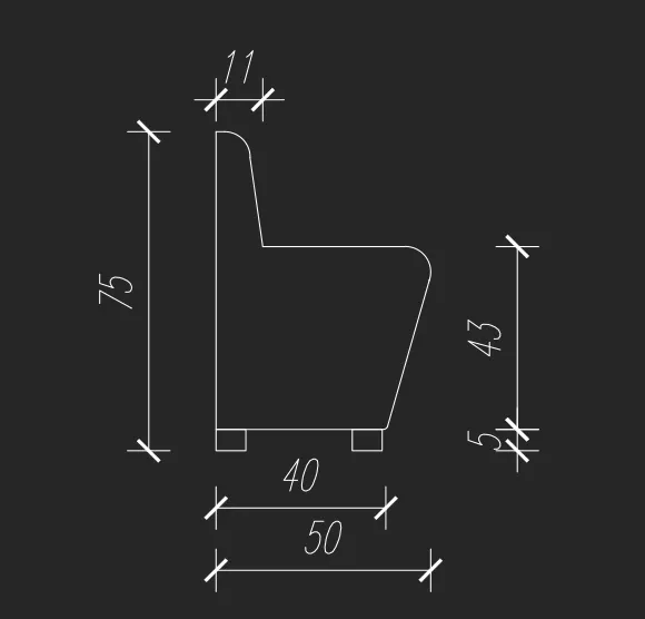 BASIC restaurantsofa, teknisk tegning