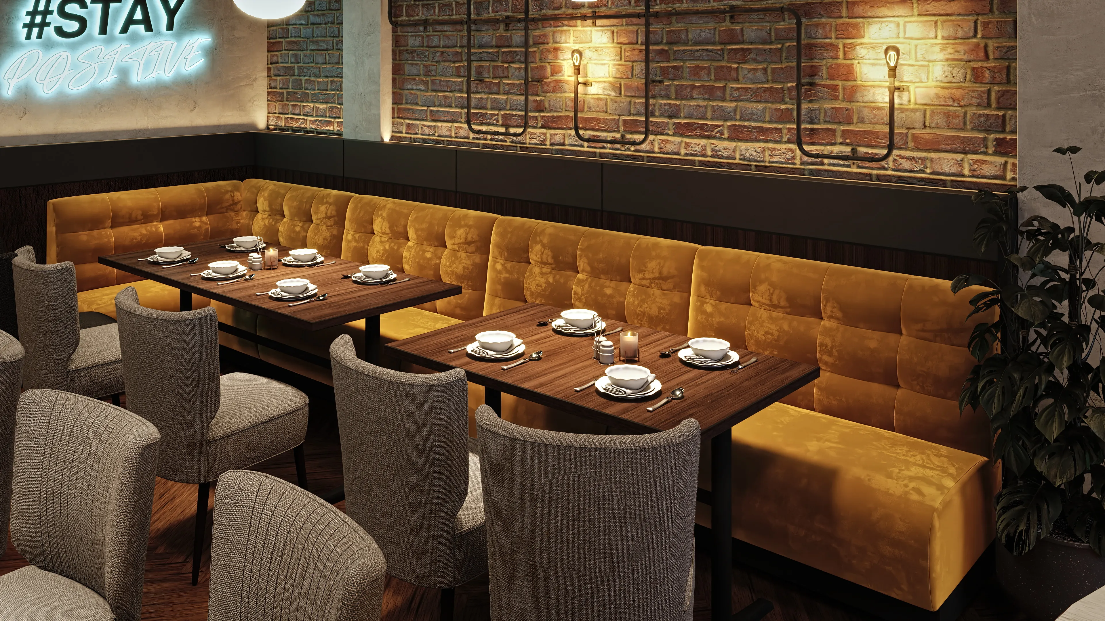 MONACO restaurantsofa, visualisering av interiør