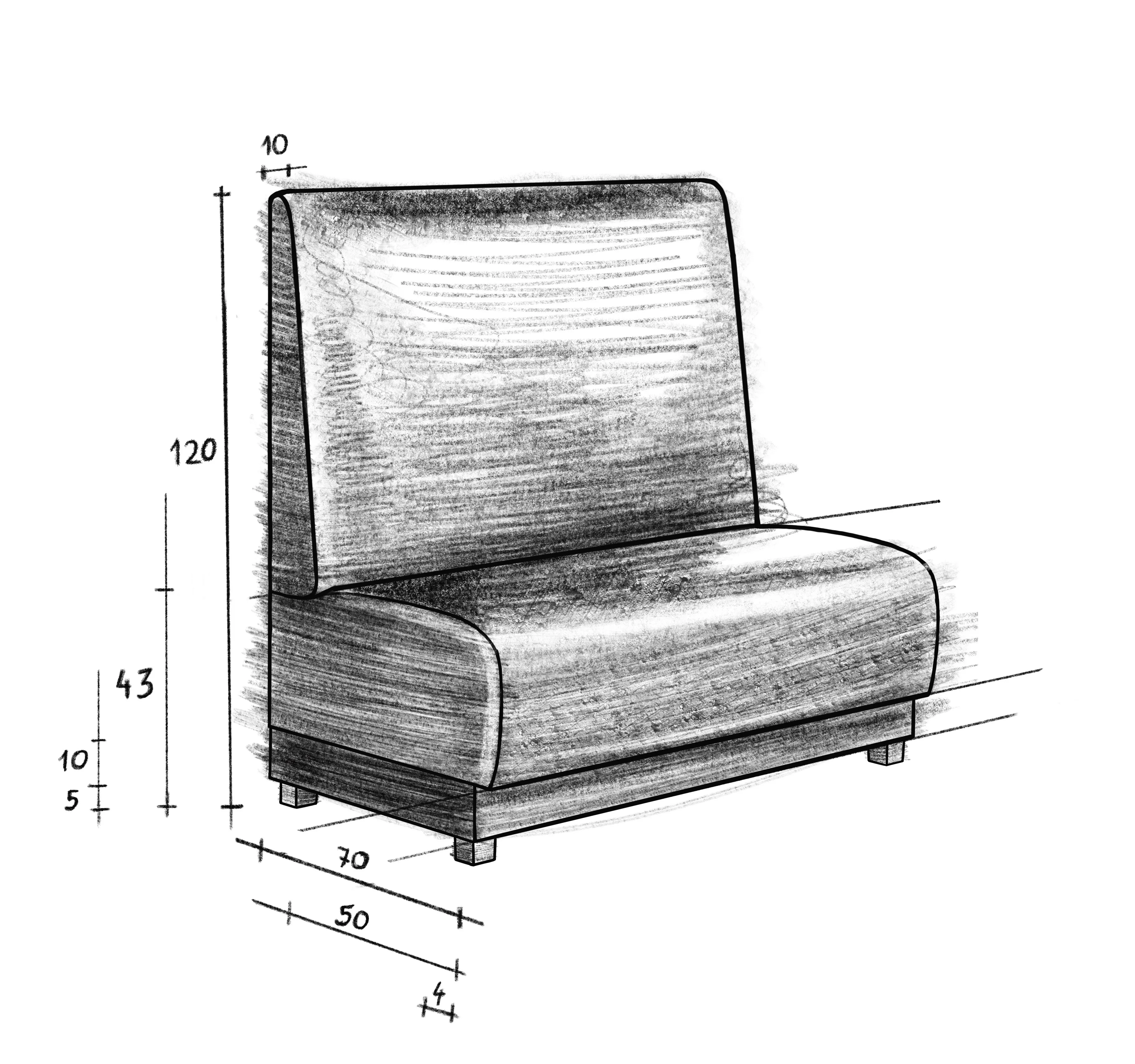 NICEA MAX restaurantsofa, teknisk tegning