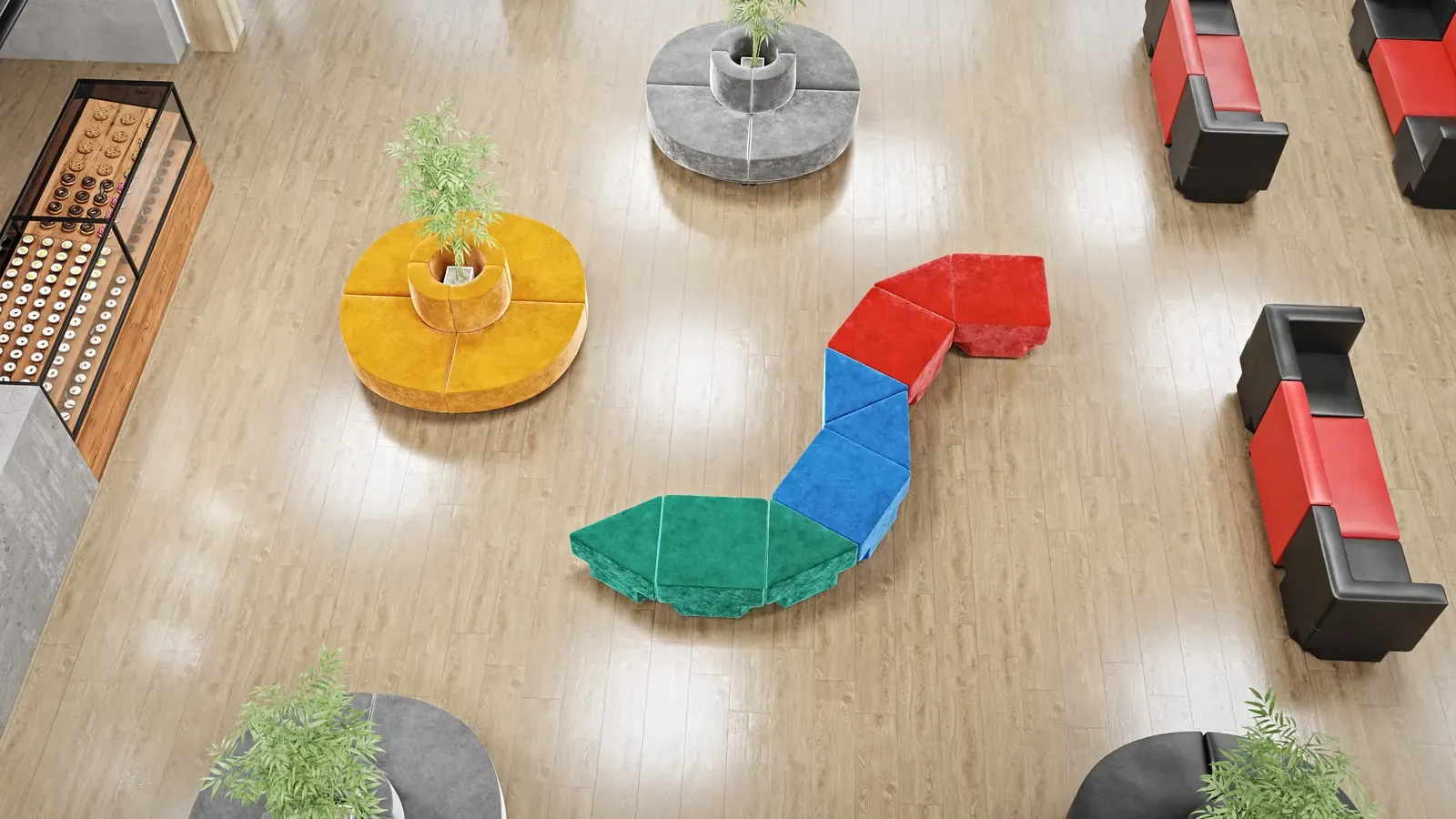 SNAKE 3 (firkantet puff) modul, sett ovenfra