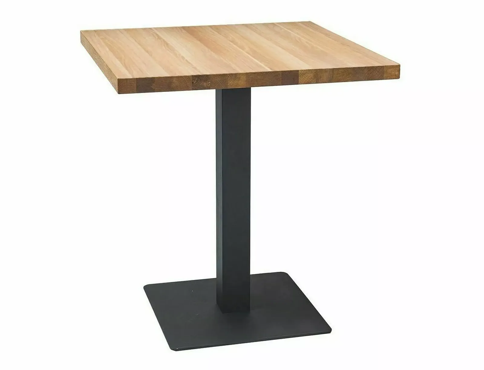 Table PU LAM70 with a natural oak top on a black metal base